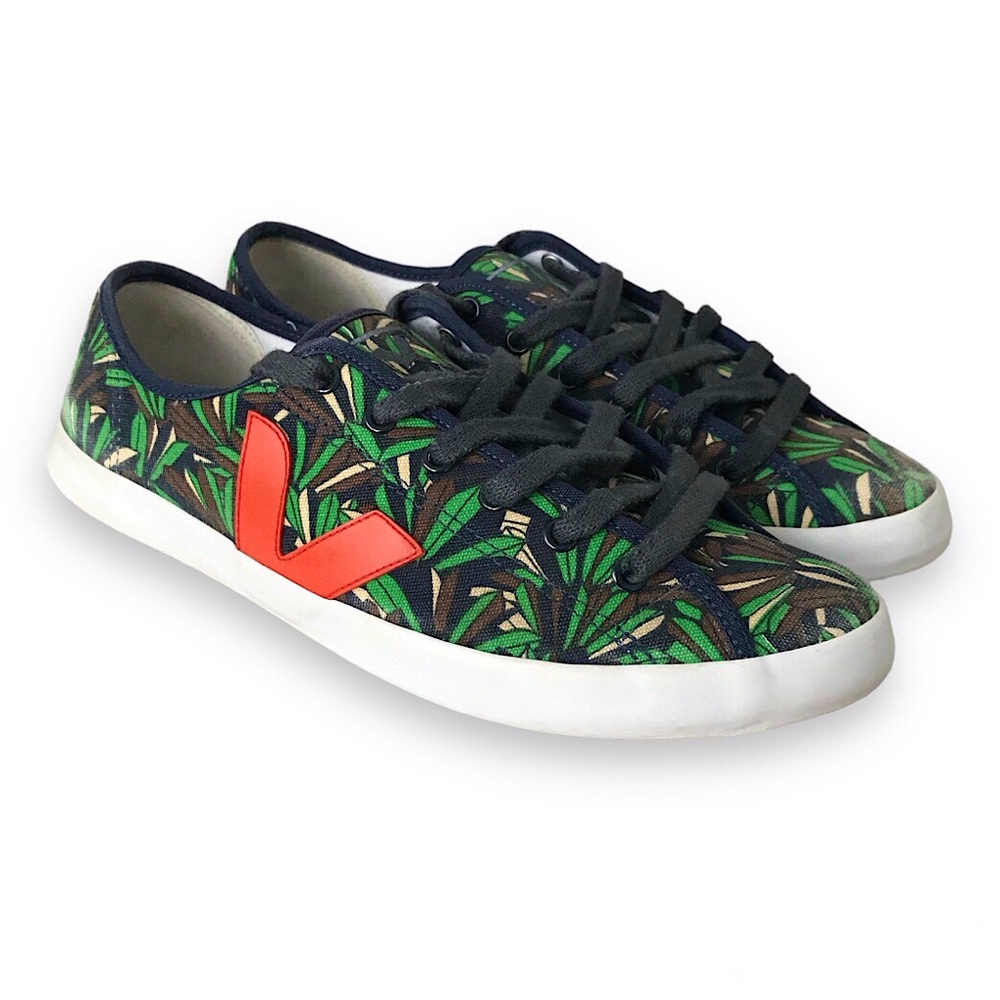 Veja Green and Orange Patterned Sneakers